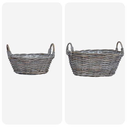 Plantenmand met opslag 2 pcs Grijs Lacak Riet