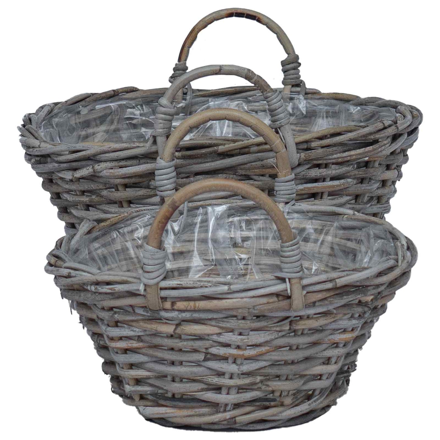 Plantenmand met opslag 2 pcs Grijs Lacak Riet