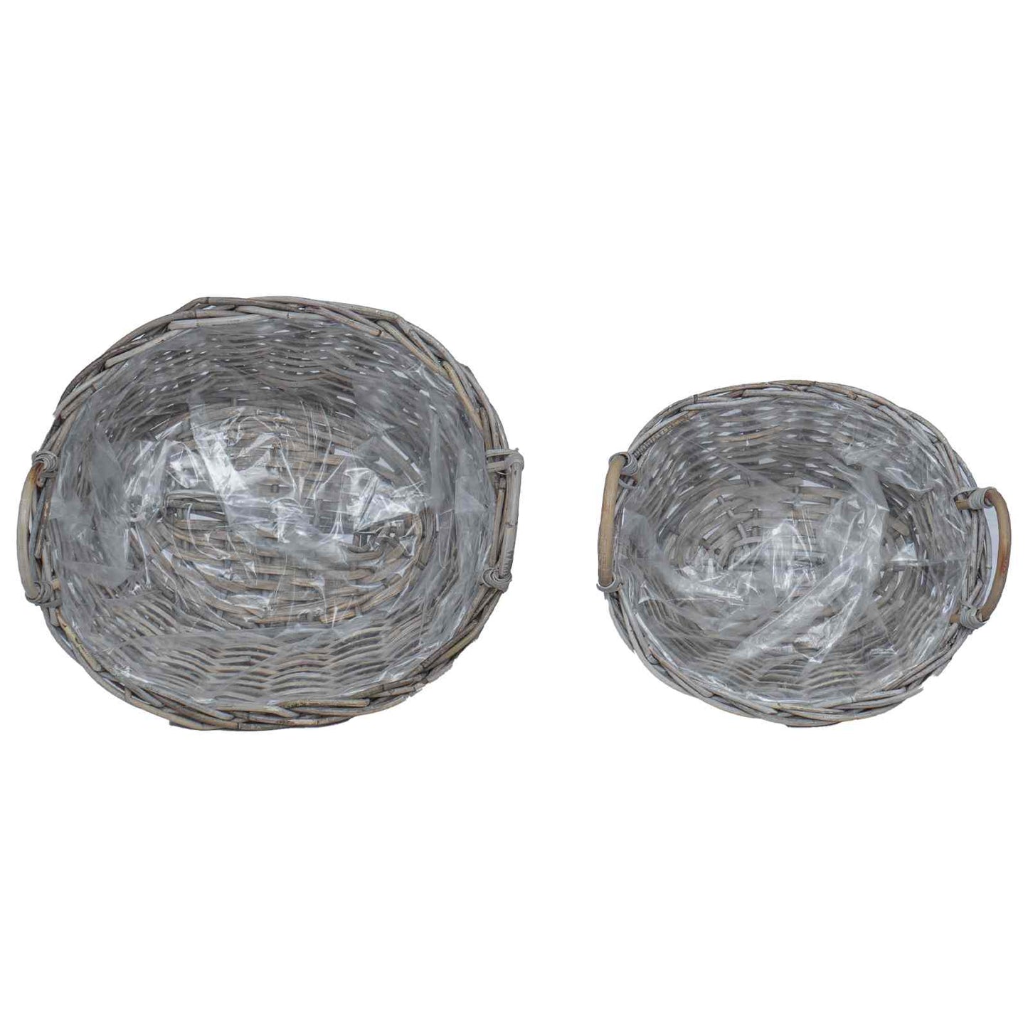 Plantenmand met opslag 2 pcs Grijs Lacak Riet