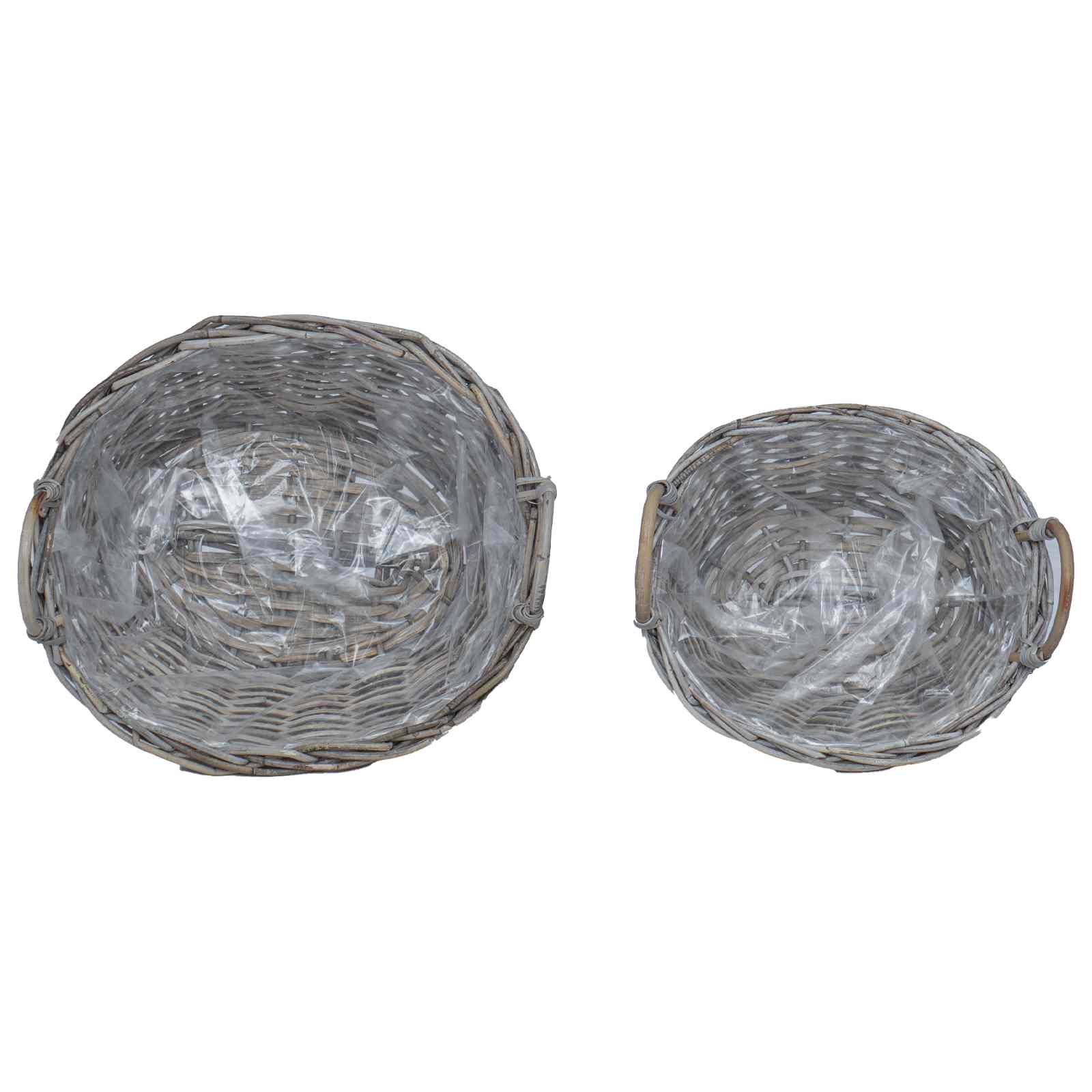 Plantenmand met opslag 2 pcs Grijs Lacak Riet
