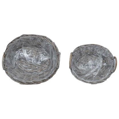 Plantenmand met opslag 2 pcs Grijs Lacak Riet