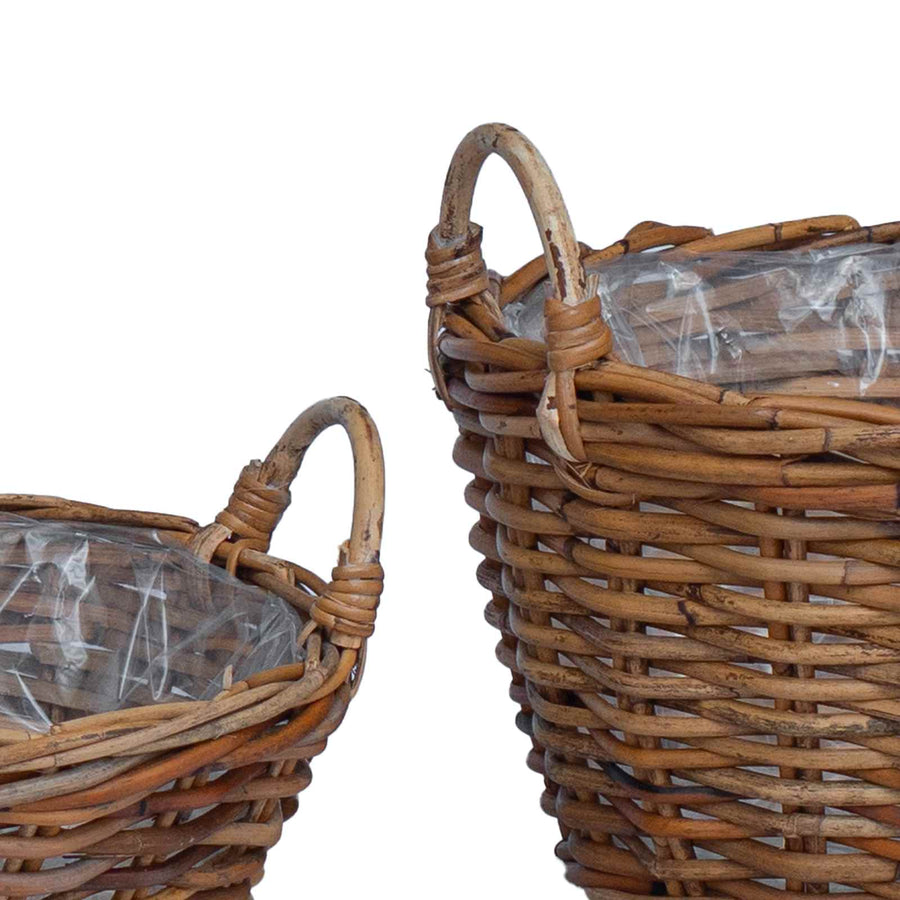 Plantenmand met opslag 2 pcs Bruin Lacak Riet