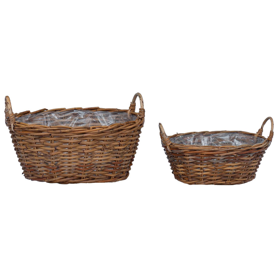 Plantenmand met opslag 2 pcs Bruin Lacak Riet