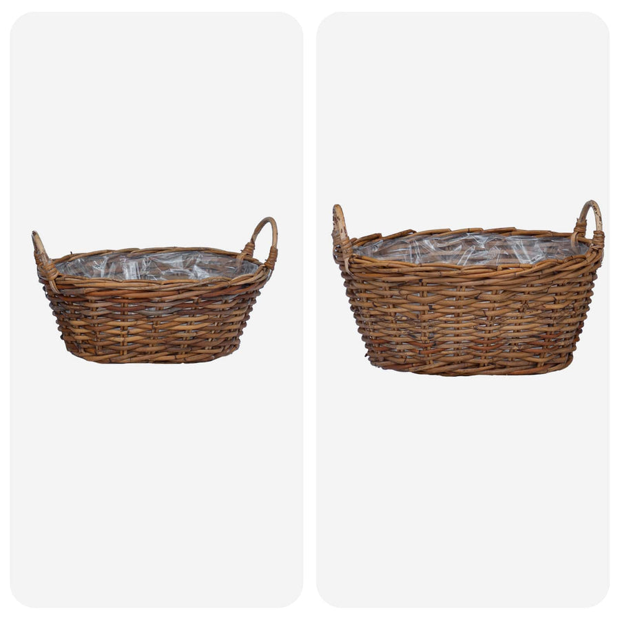 Plantenmand met opslag 2 pcs Bruin Lacak Riet