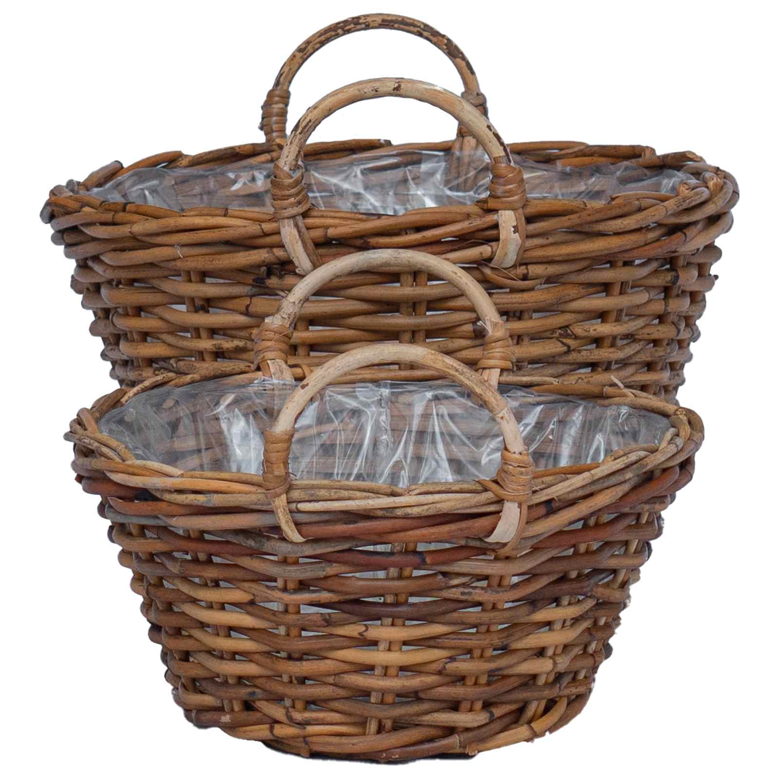 Plantenmand met opslag 2 pcs Bruin Lacak Riet