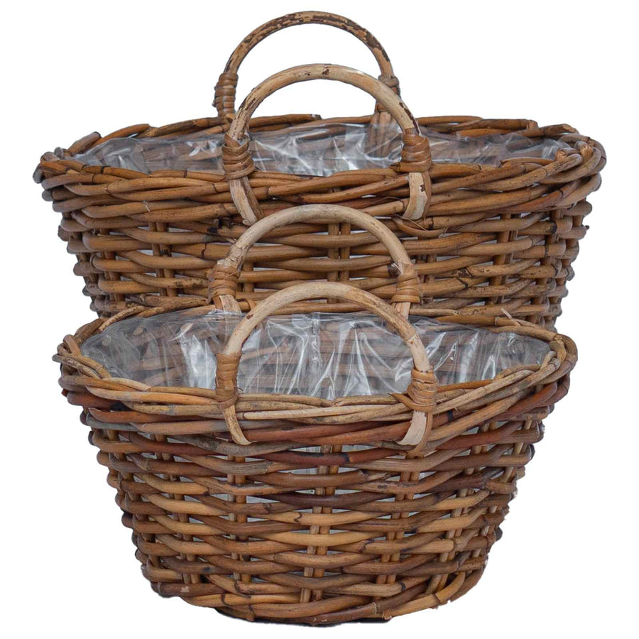 Plantenmand met opslag 2 pcs Bruin Lacak Riet
