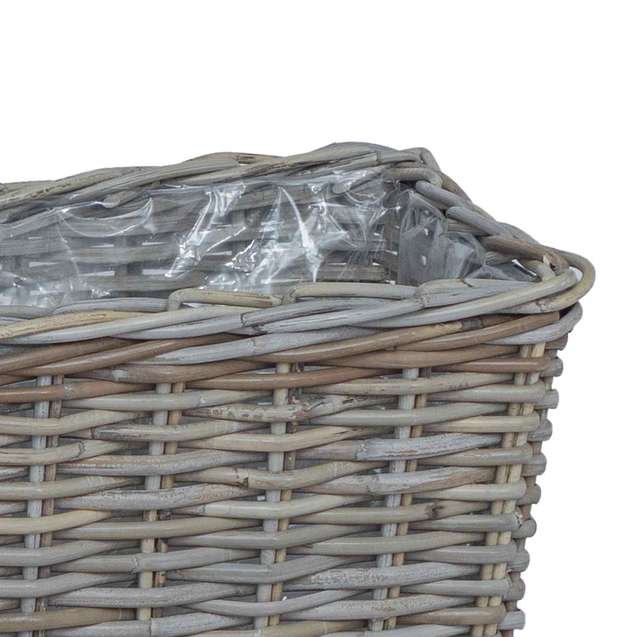 Plantenmand met opslag 3 pcs Grijs Kubu Rattan