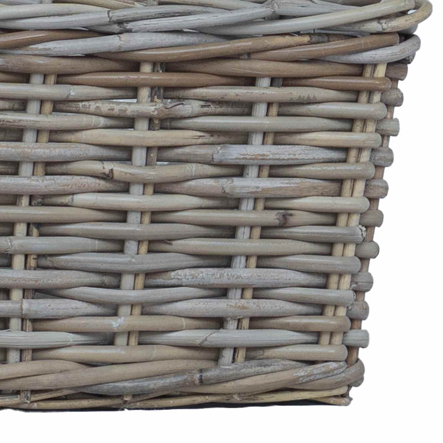 Plantenmand met opslag 3 pcs Grijs Kubu Rattan