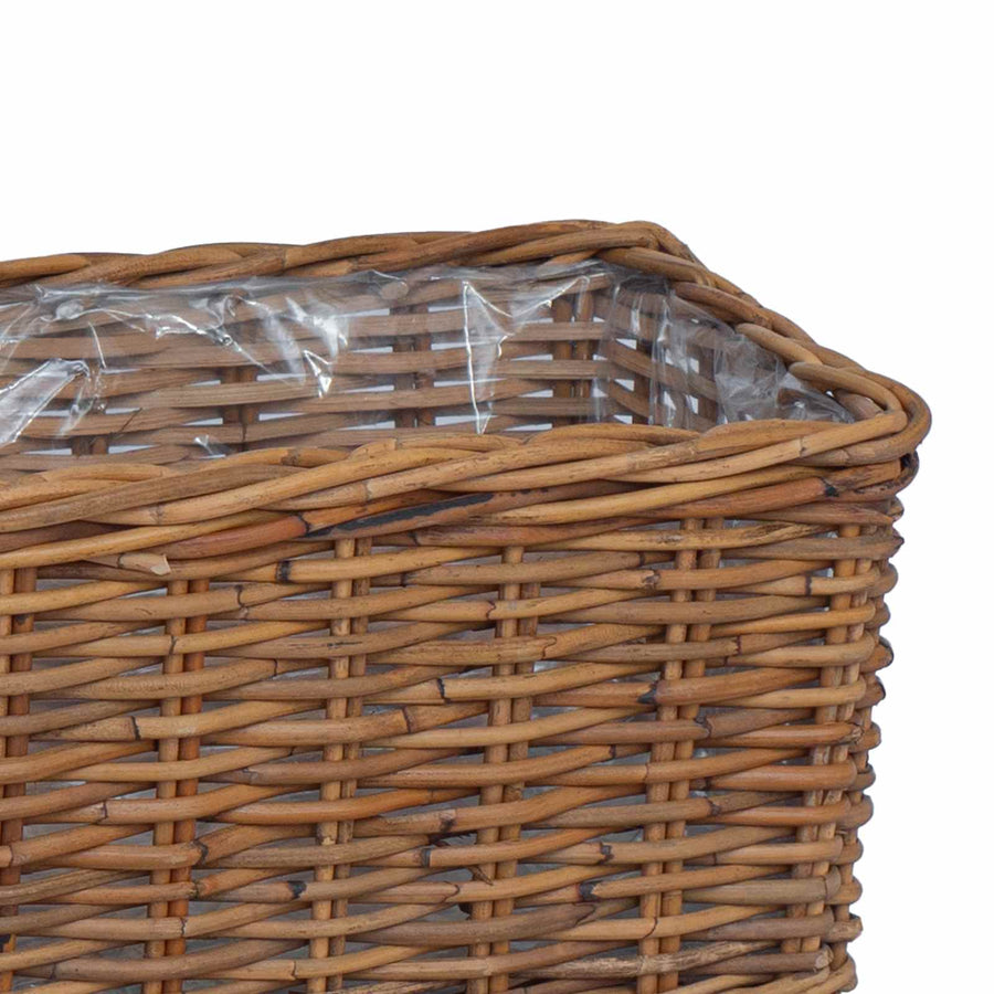 Plantenmand met opslag 3 pcs Bruin Kubu Rattan