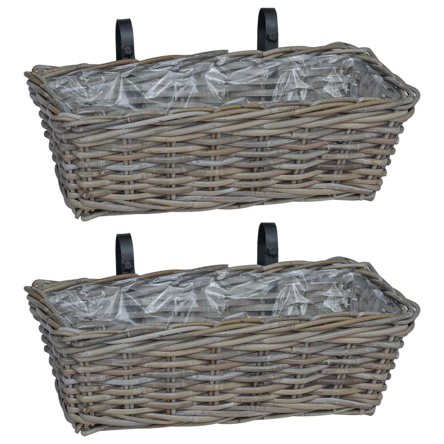Hangende Bloempot Mand 2 pcs Grijs 48 x 22 x 15 cm Lacak Riet