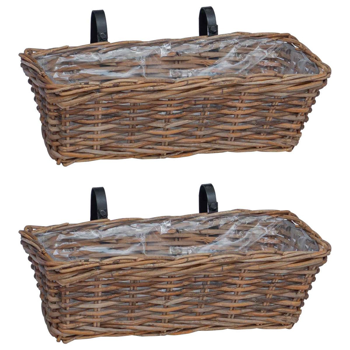 Hangende Bloempot Mand 2 pcs Bruin 48 x 22 x 15 cm Lacak Riet