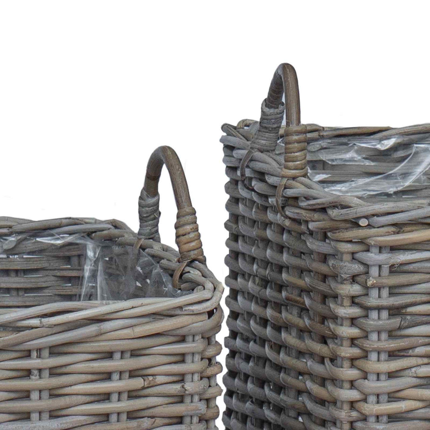 Plantenmand met opslag 2 pcs Grijs Lacak Riet