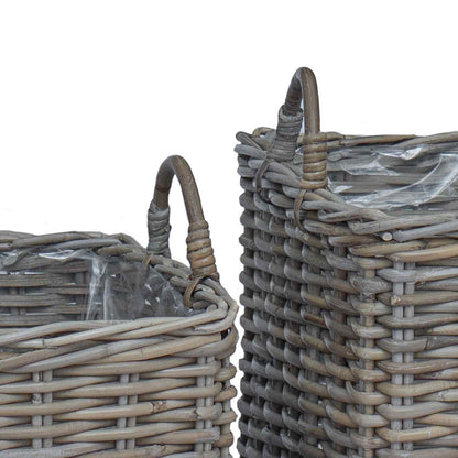 Plantenmand met opslag 2 pcs Grijs Lacak Riet