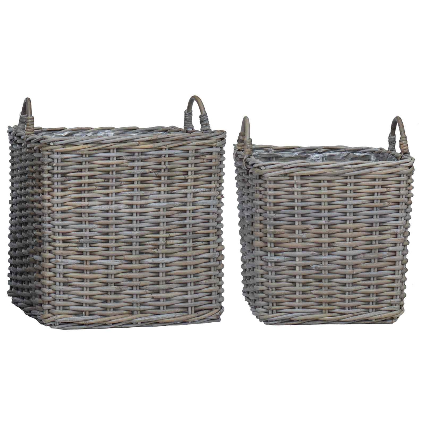 Plantenmand met opslag 2 pcs Grijs Lacak Riet
