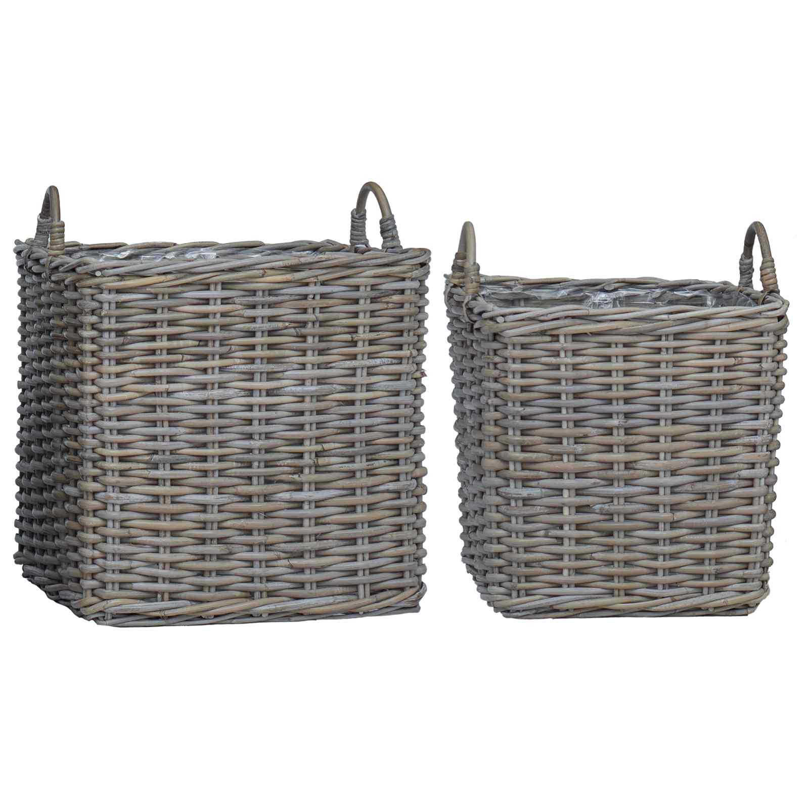 Plantenmand met opslag 2 pcs Grijs Lacak Riet