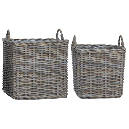 Plantenmand met opslag 2 pcs Grijs Lacak Riet