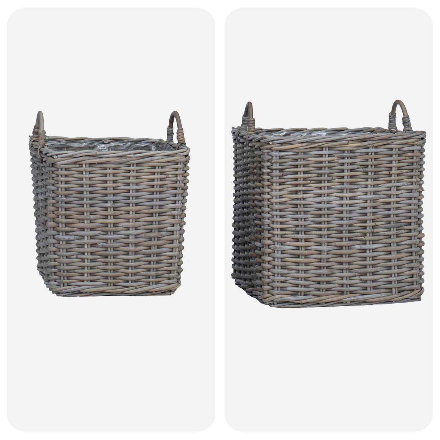 Plantenmand met opslag 2 pcs Grijs Lacak Riet