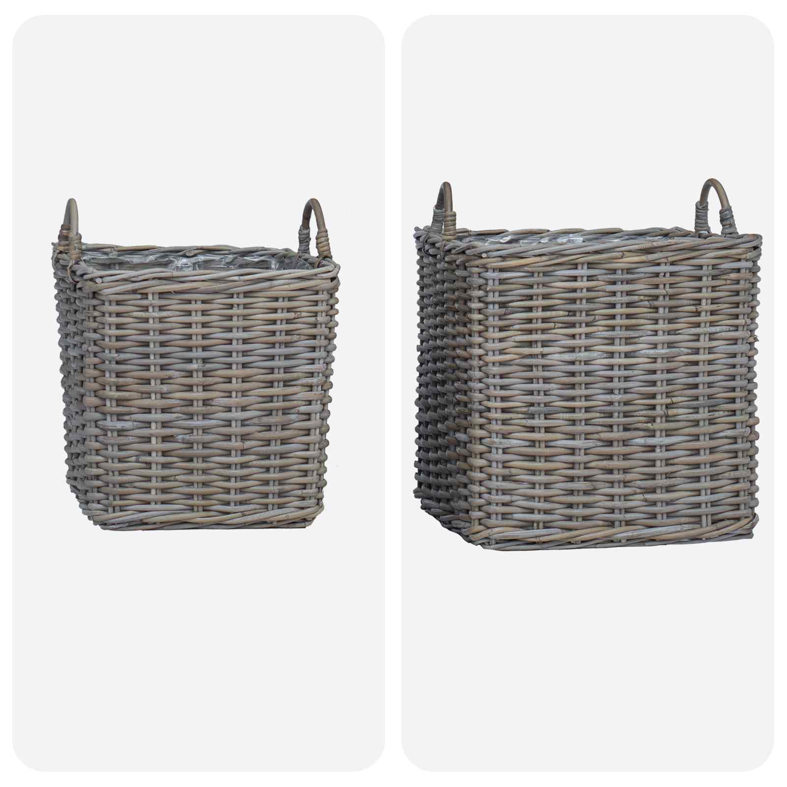 Plantenmand met opslag 2 pcs Grijs Lacak Riet
