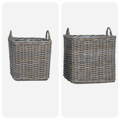 Plantenmand met opslag 2 pcs Grijs Lacak Riet