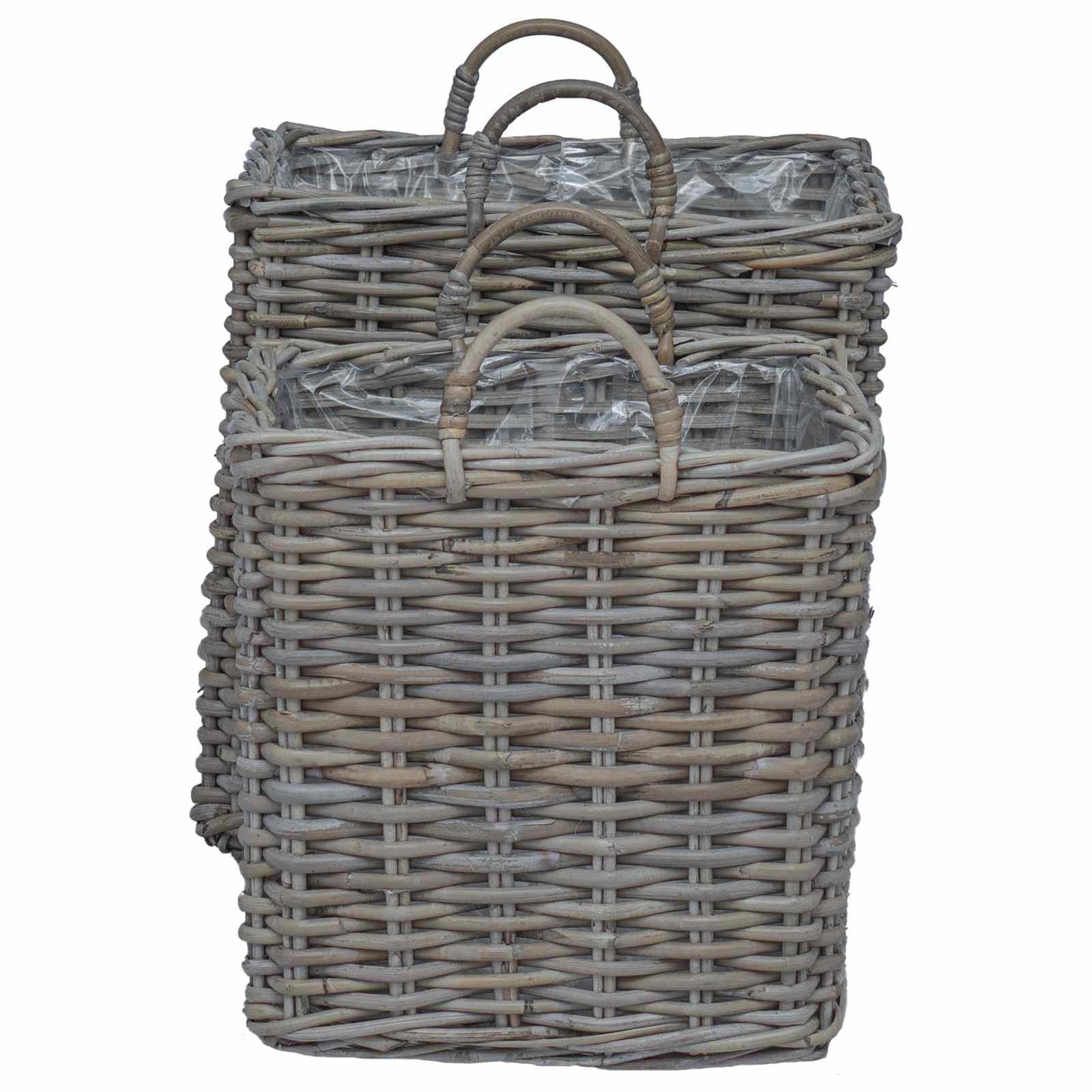 Plantenmand met opslag 2 pcs Grijs Lacak Riet