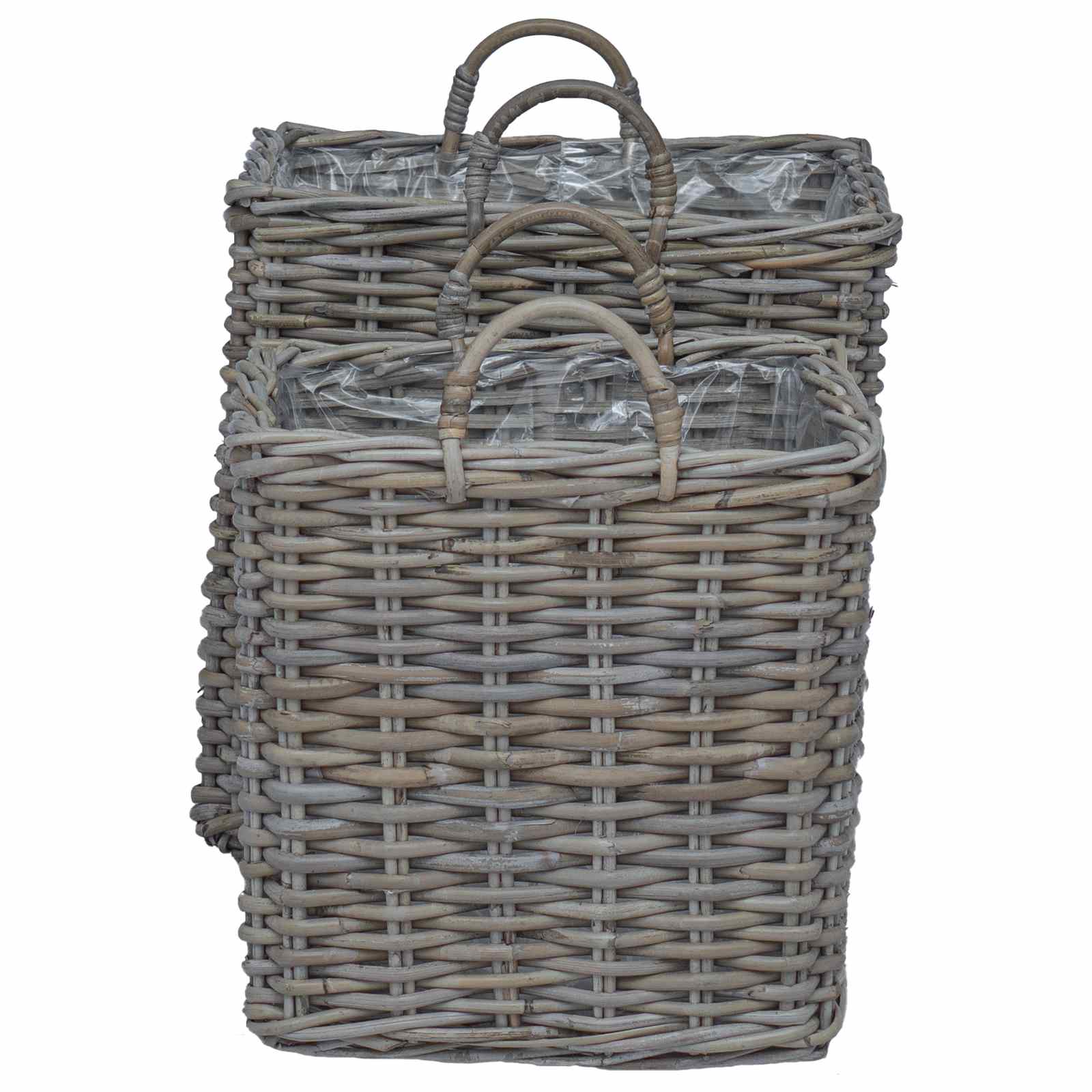 Plantenmand met opslag 2 pcs Grijs Lacak Riet