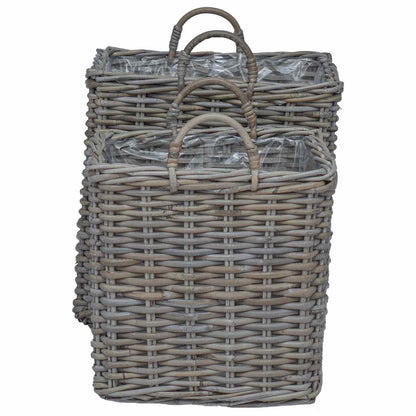 Plantenmand met opslag 2 pcs Grijs Lacak Riet