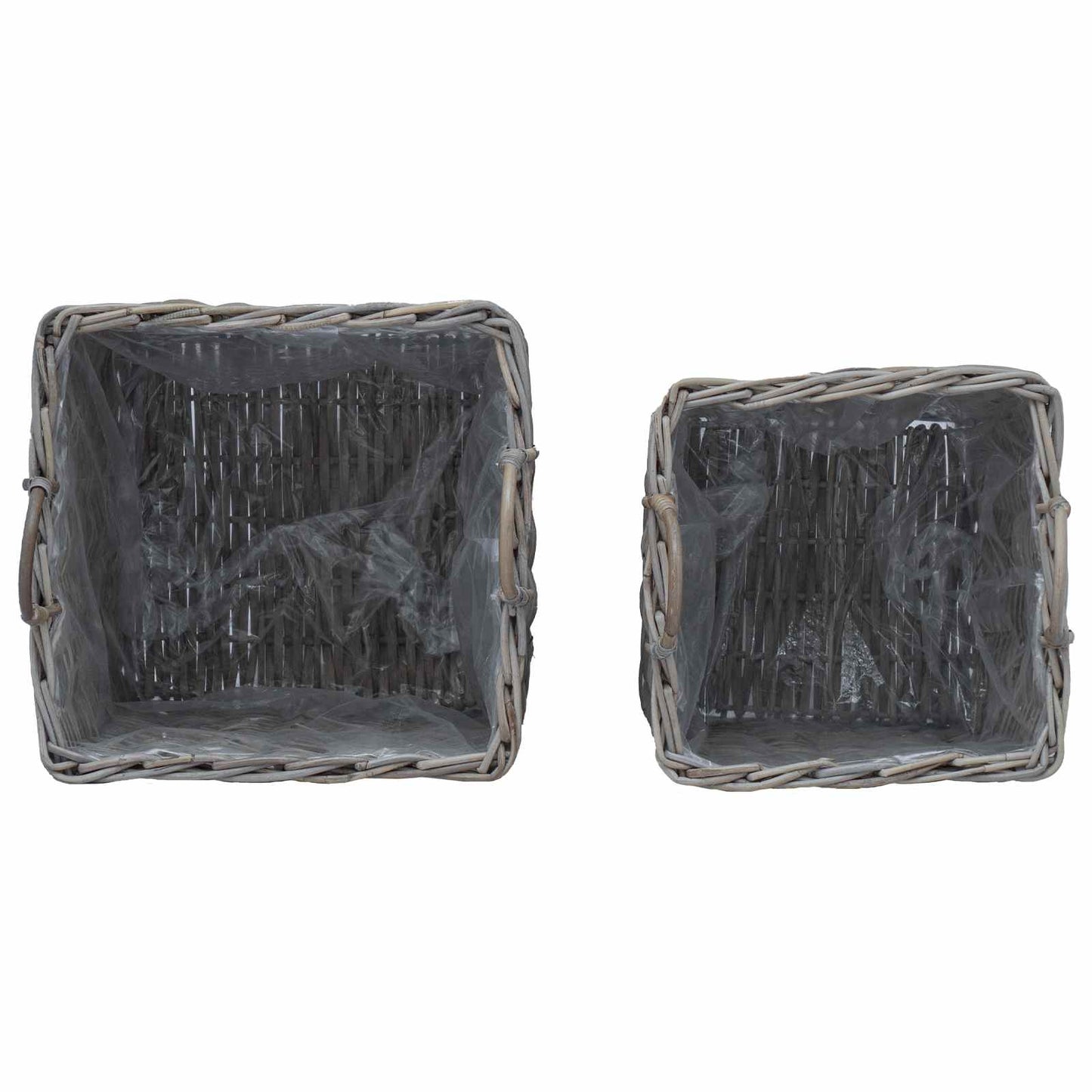 Plantenmand met opslag 2 pcs Grijs Lacak Riet