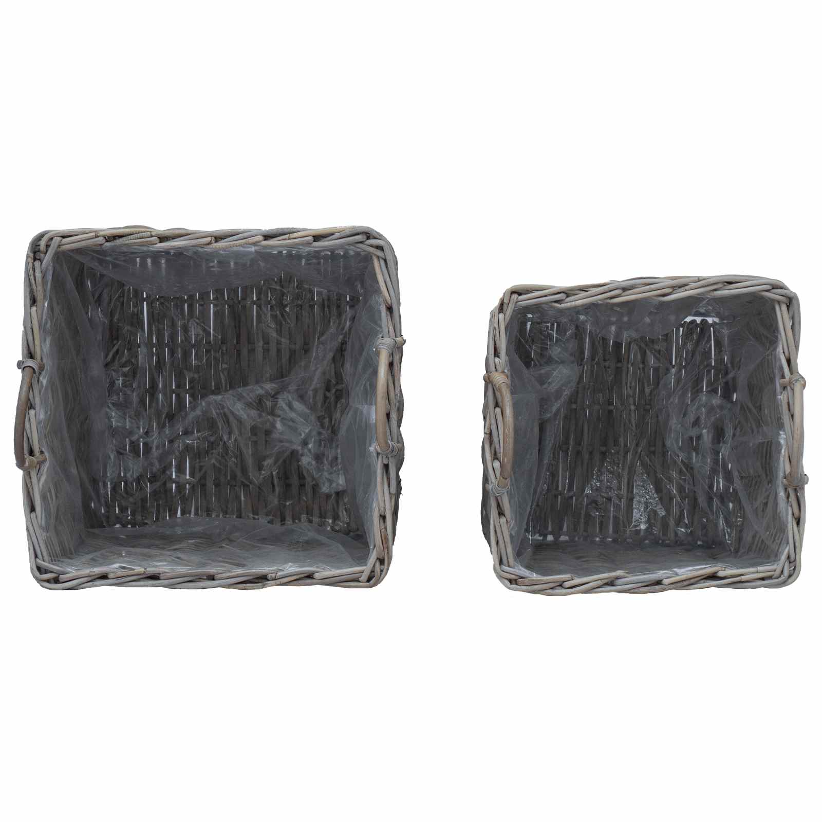 Plantenmand met opslag 2 pcs Grijs Lacak Riet