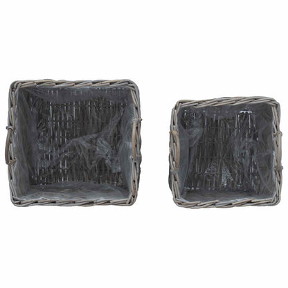 Plantenmand met opslag 2 pcs Grijs Lacak Riet