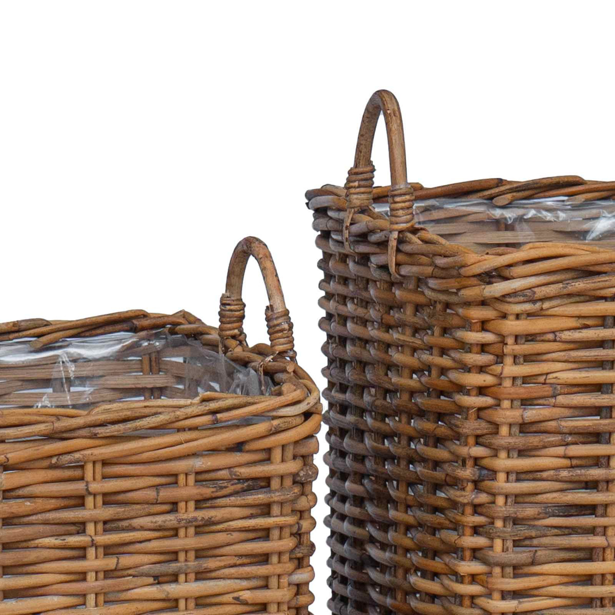 Plantenmand met opslag 2 st Natuurlijk Bruin Kubu Rattan