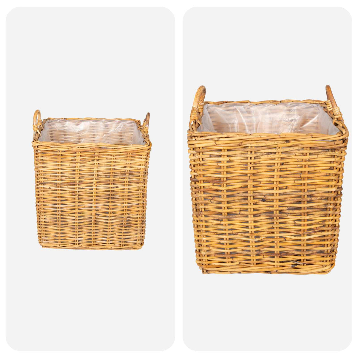 Plantenmand met opslag 2 st Natuurlijk Bruin Kubu Rattan