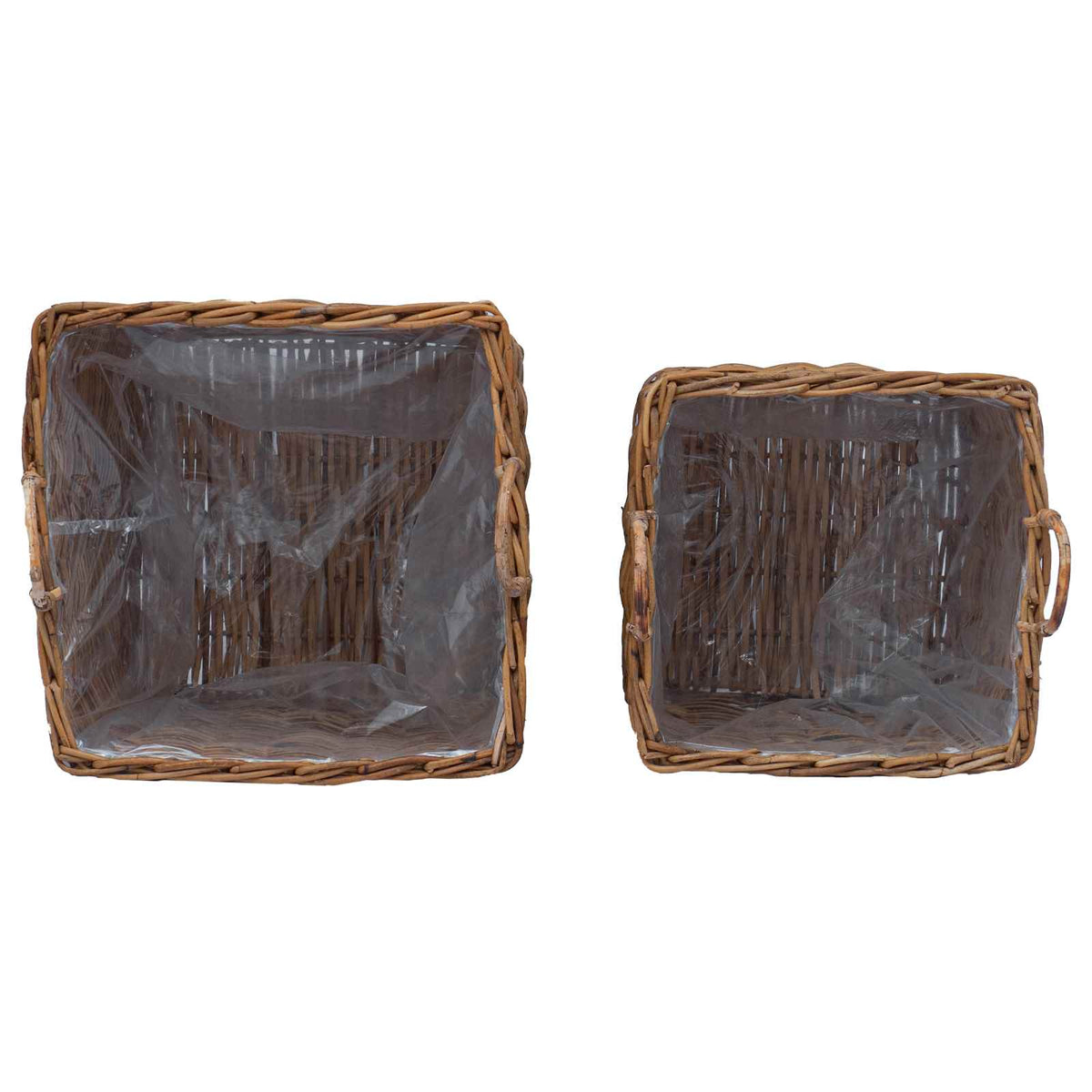 Plantenmand met opslag 2 st Natuurlijk Bruin Kubu Rattan