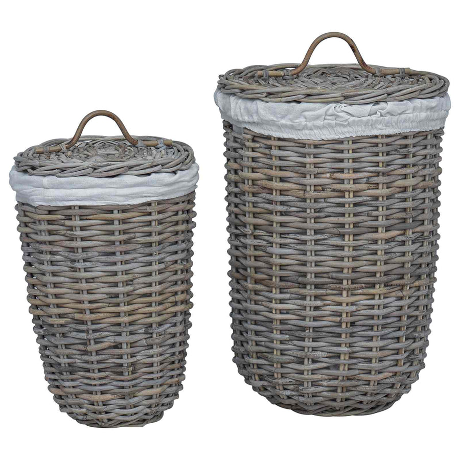 Wasmand met deksel 2 pcs Kubu grijs Kubu Rattan