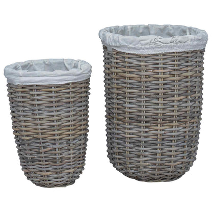 Wasmand met deksel 2 pcs Kubu grijs Kubu Rattan