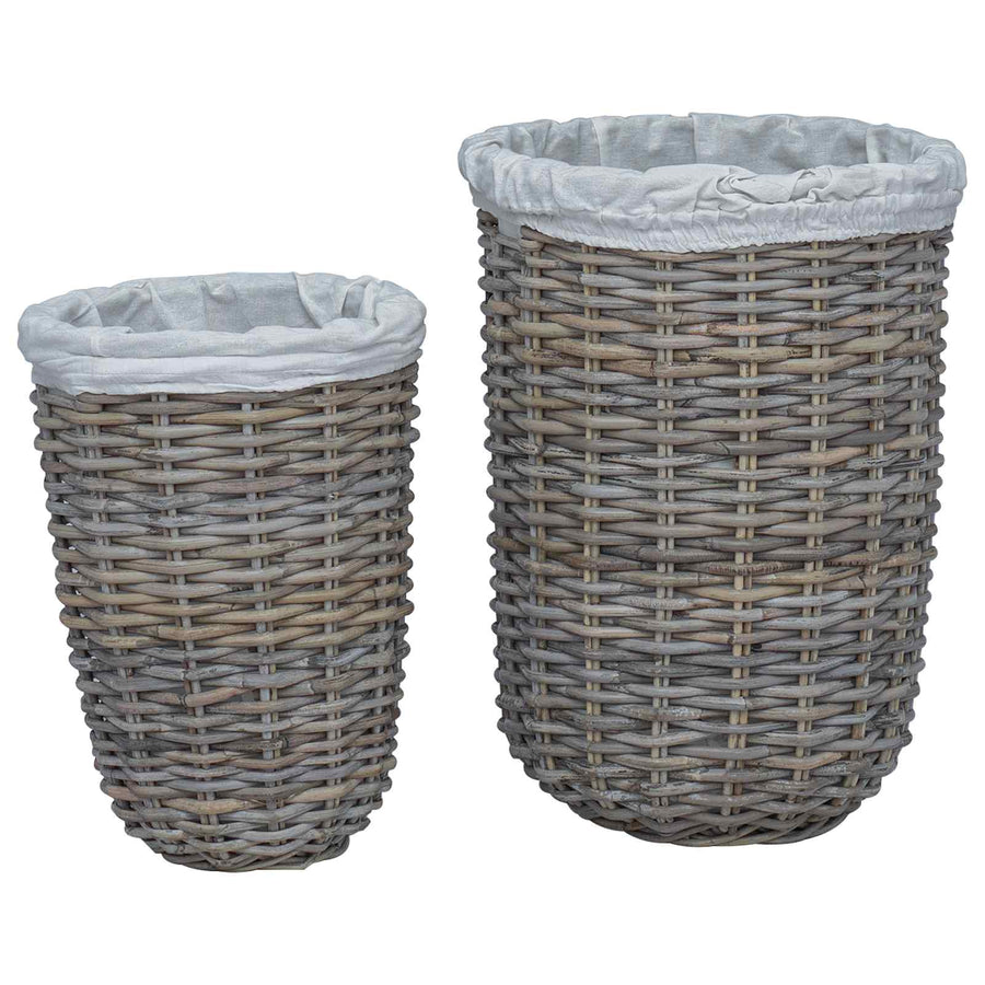 Wasmand met deksel 2 pcs Kubu grijs Kubu Rattan