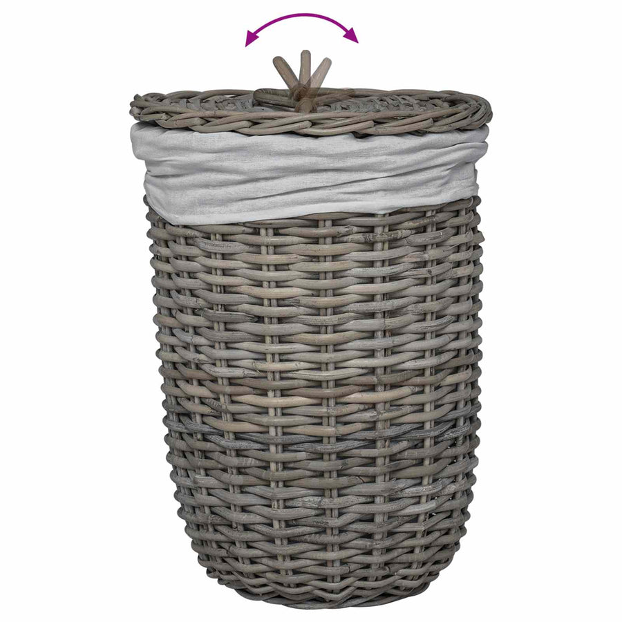 Wasmand met deksel 2 pcs Kubu grijs Kubu Rattan