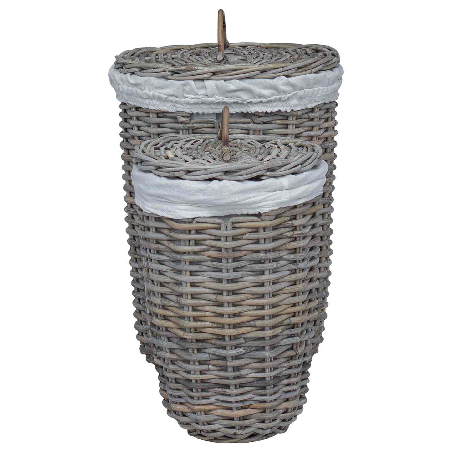 Wasmand met deksel 2 pcs Kubu grijs Kubu Rattan