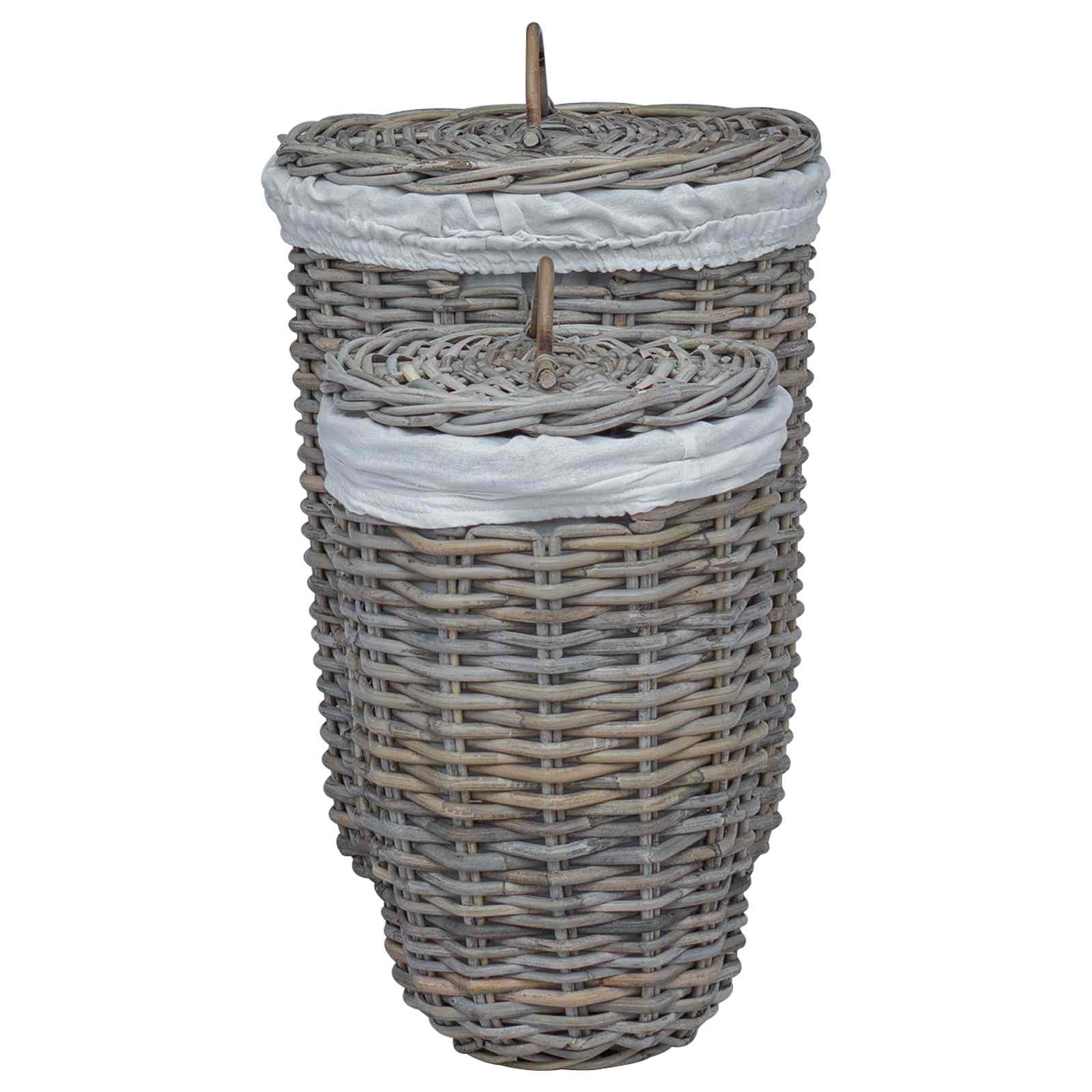 Wasmand met deksel 2 pcs Kubu grijs Kubu Rattan