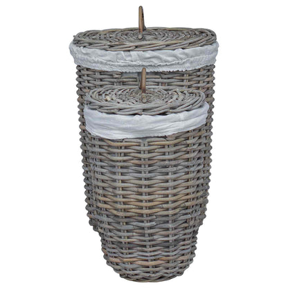Wasmand met deksel 2 pcs Kubu grijs Kubu Rattan