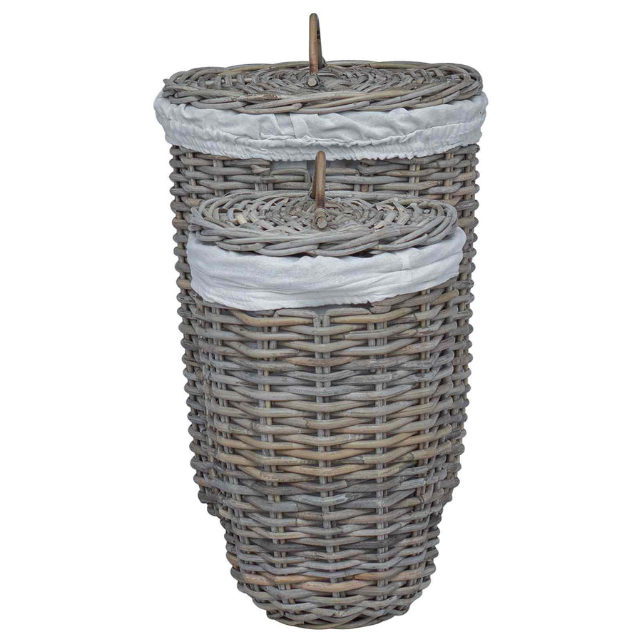 Wasmand met deksel 2 pcs Kubu grijs Kubu Rattan