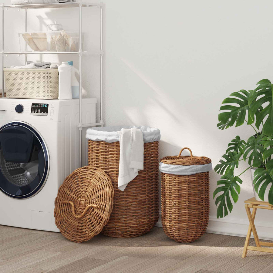 Wasmand 2 pcs Bruin Kubu Rattan