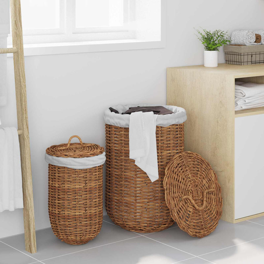 Wasmand 2 pcs Bruin Kubu Rattan