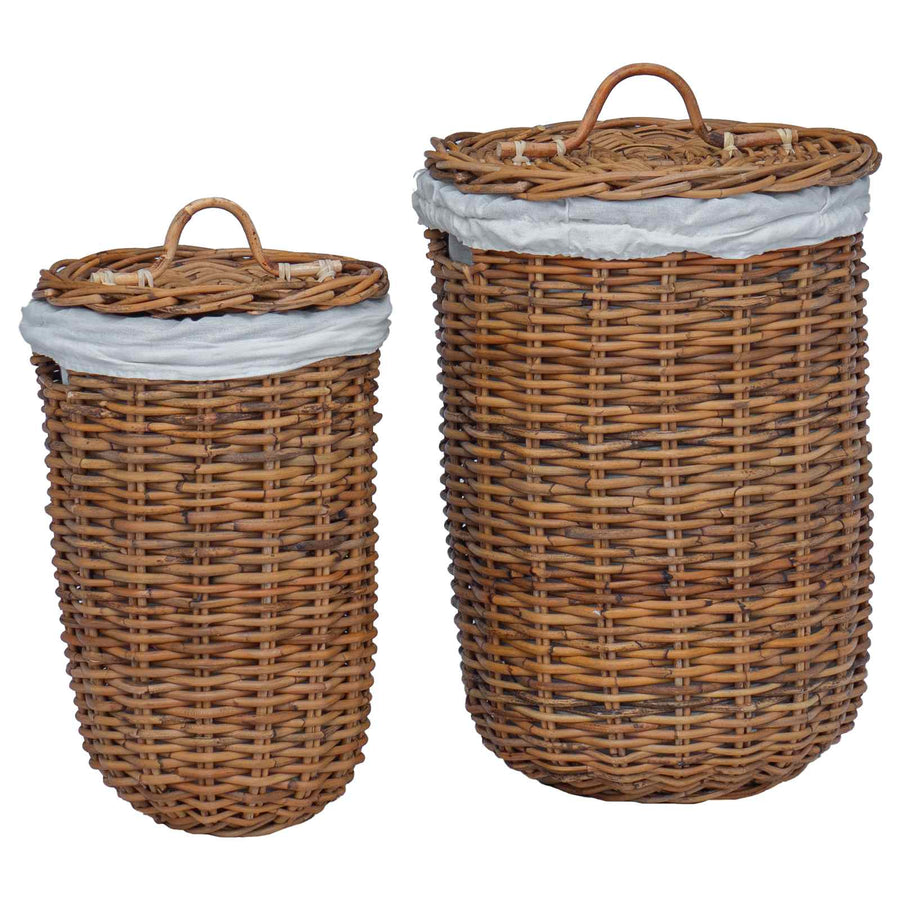 Wasmand 2 pcs Bruin Kubu Rattan