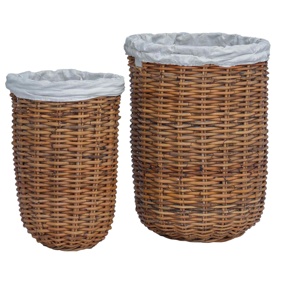 Wasmand 2 pcs Bruin Kubu Rattan