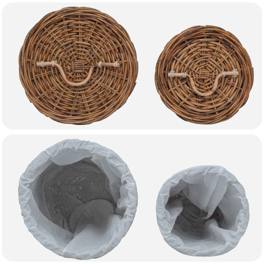 Wasmand 2 pcs Bruin Kubu Rattan