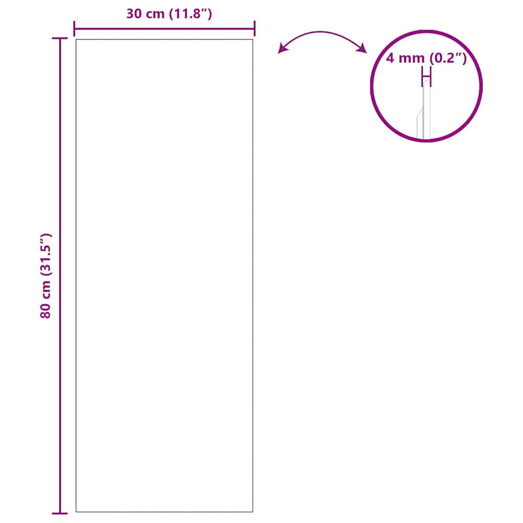 Wandspiegel 30 x 80 cm gehard glas