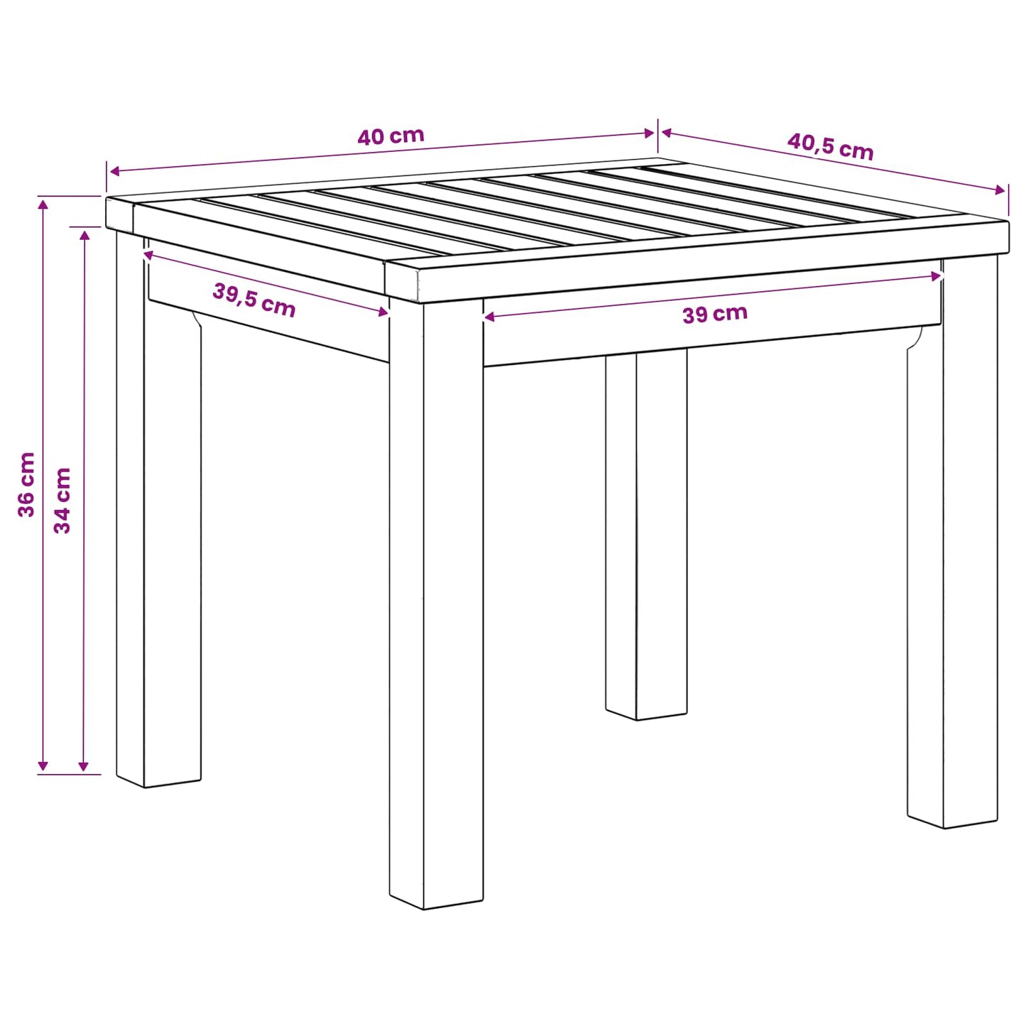 Salontafel Naturel 40 x 40,5 x 36 cm Massief Acaciahout