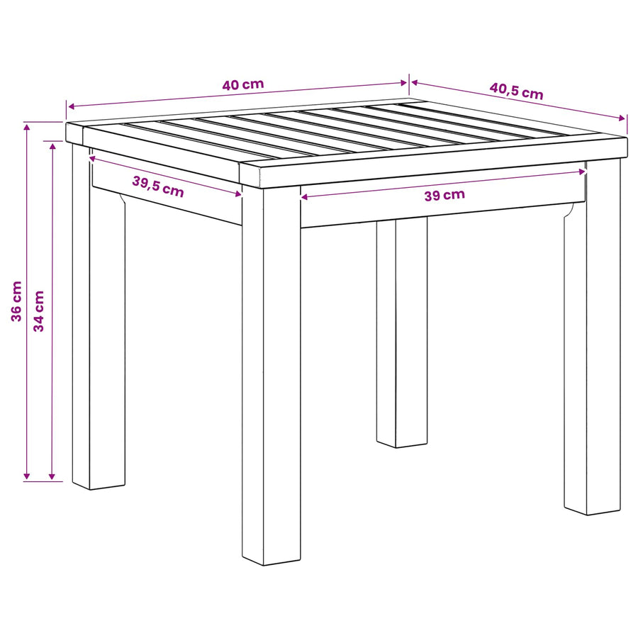 Salontafel Naturel 40 x 40,5 x 36 cm Massief Acaciahout