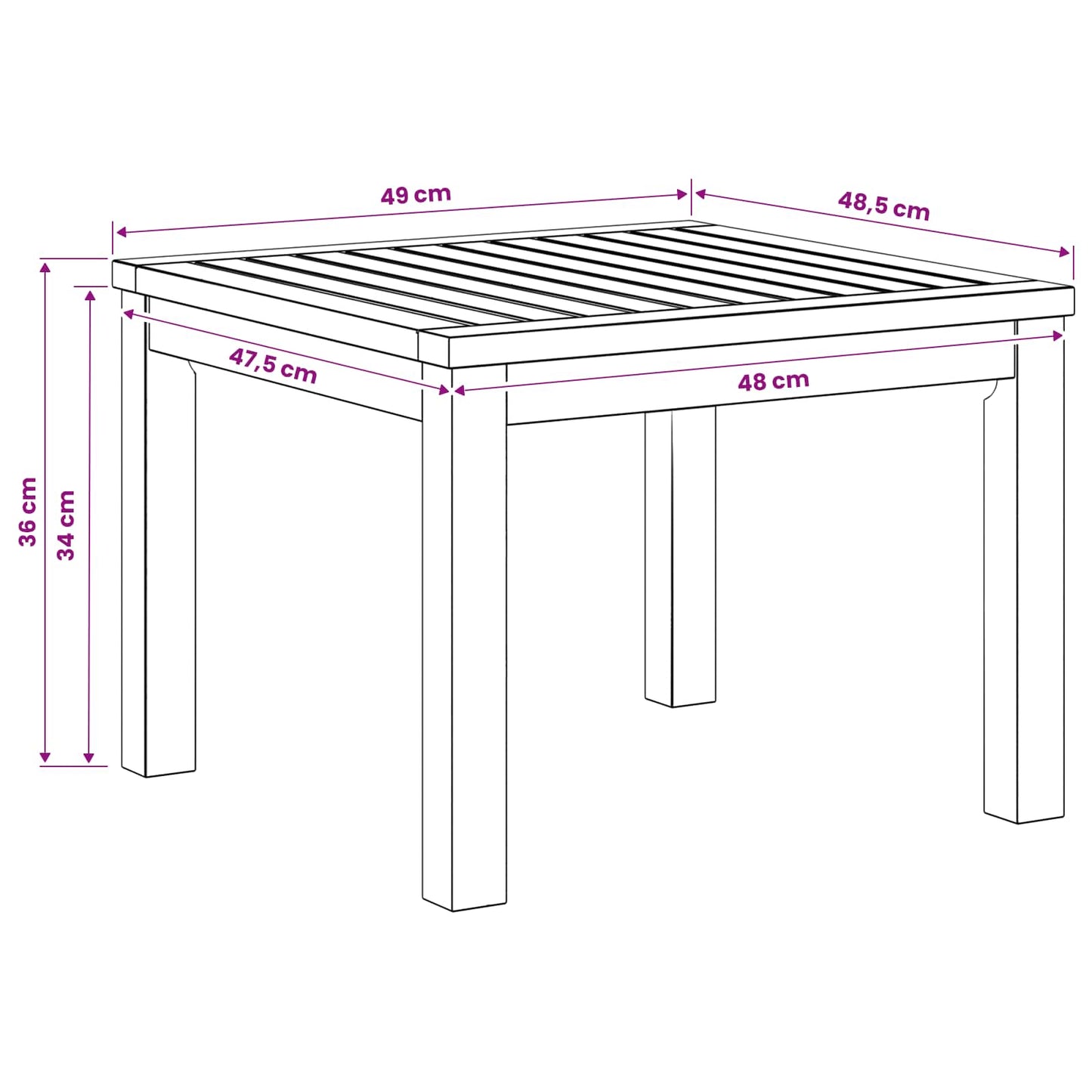 Salontafel Naturel 50 x 48,5 x 36 cm Massief Acaciahout