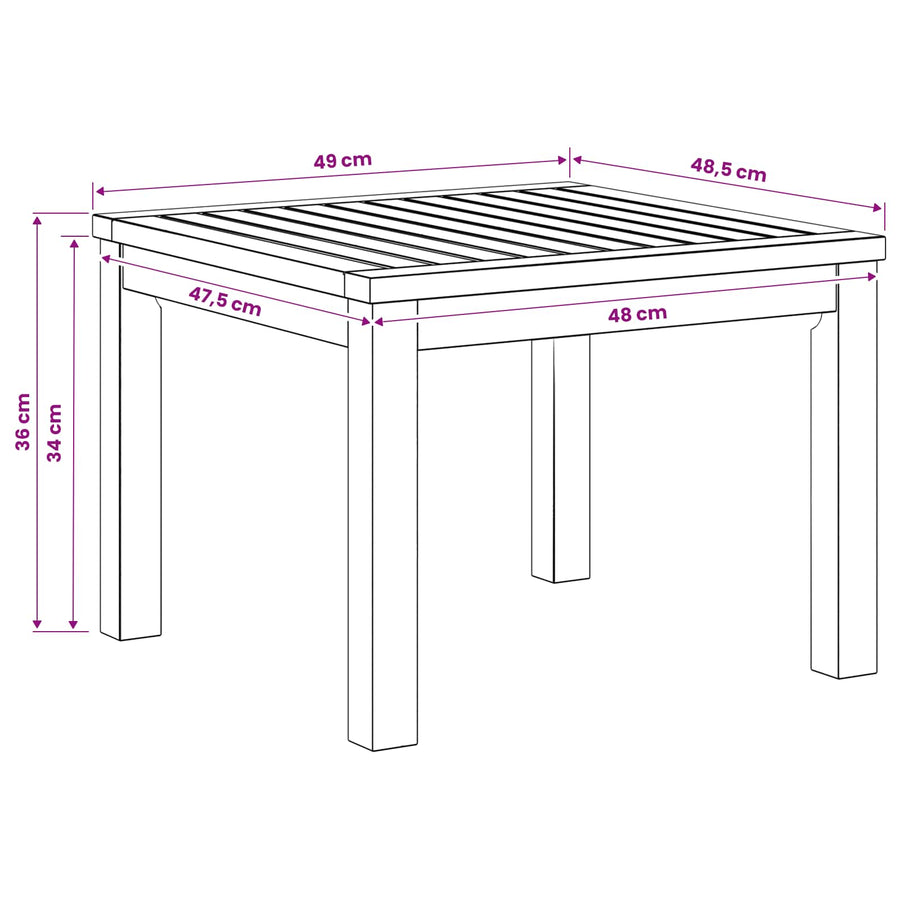 Salontafel Naturel 50 x 48,5 x 36 cm Massief Acaciahout
